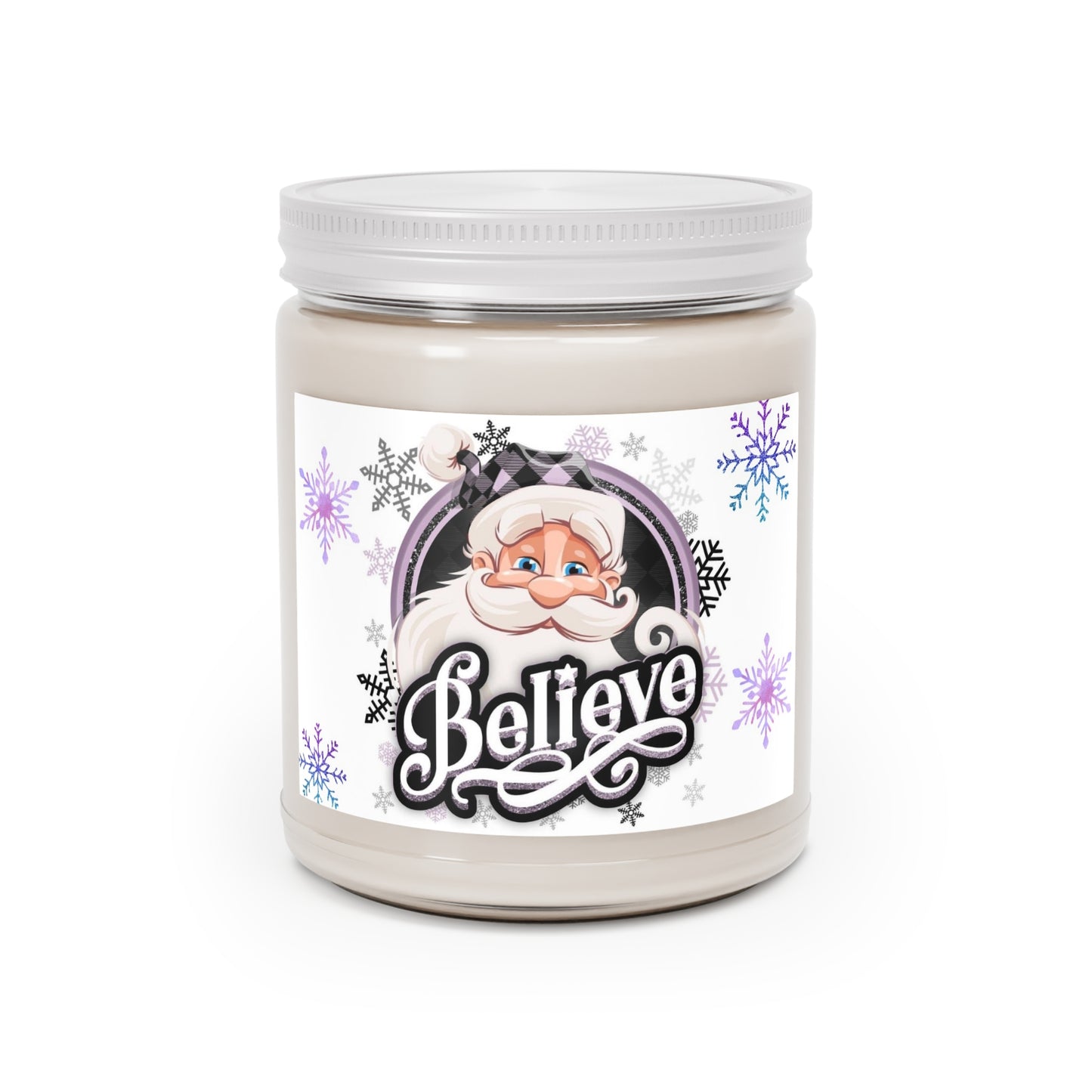 Purple “Believe” Santa Scented Candles, 9oz