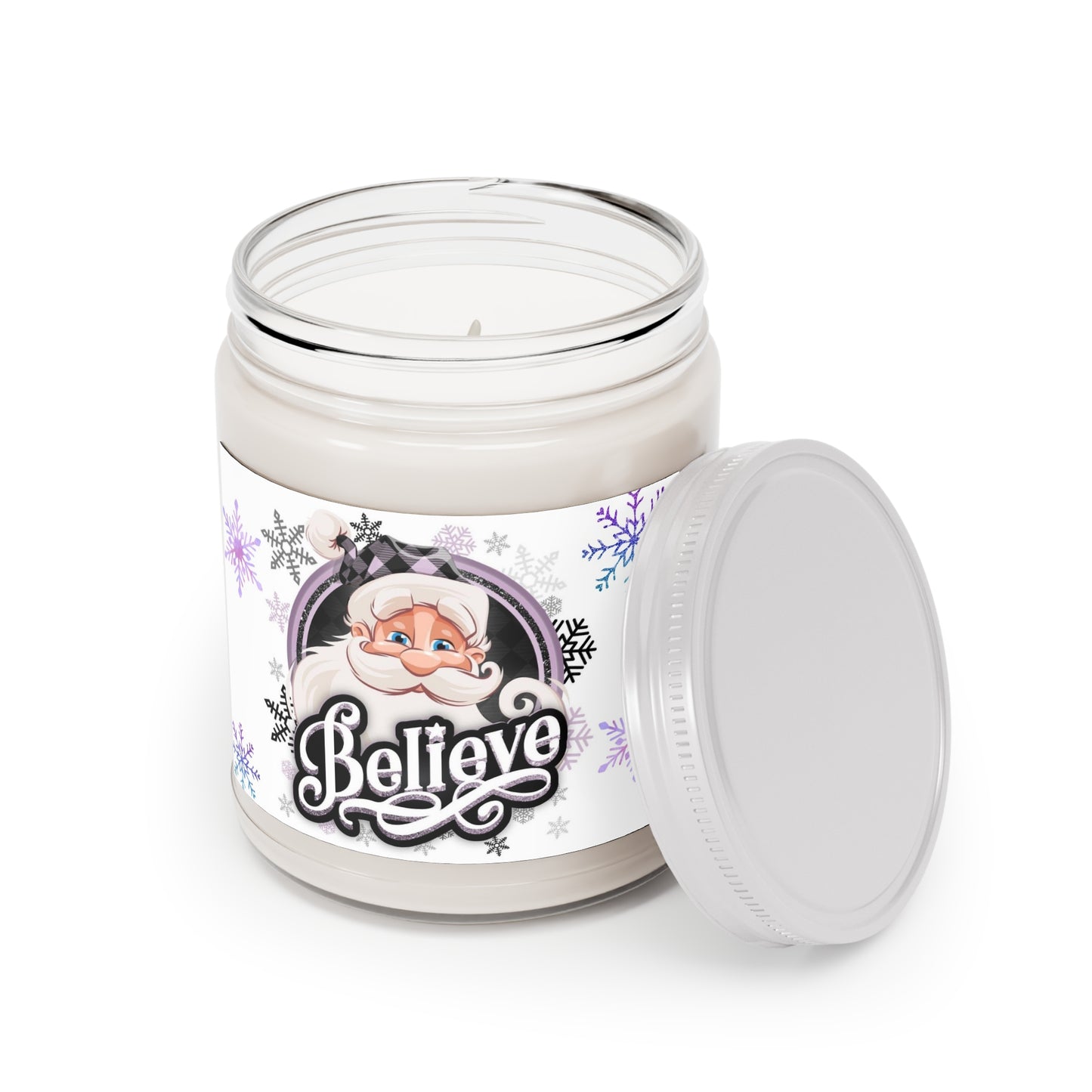 Purple “Believe” Santa Scented Candles, 9oz