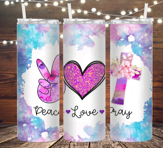 20 oz Tumbler - Peace Love Pray