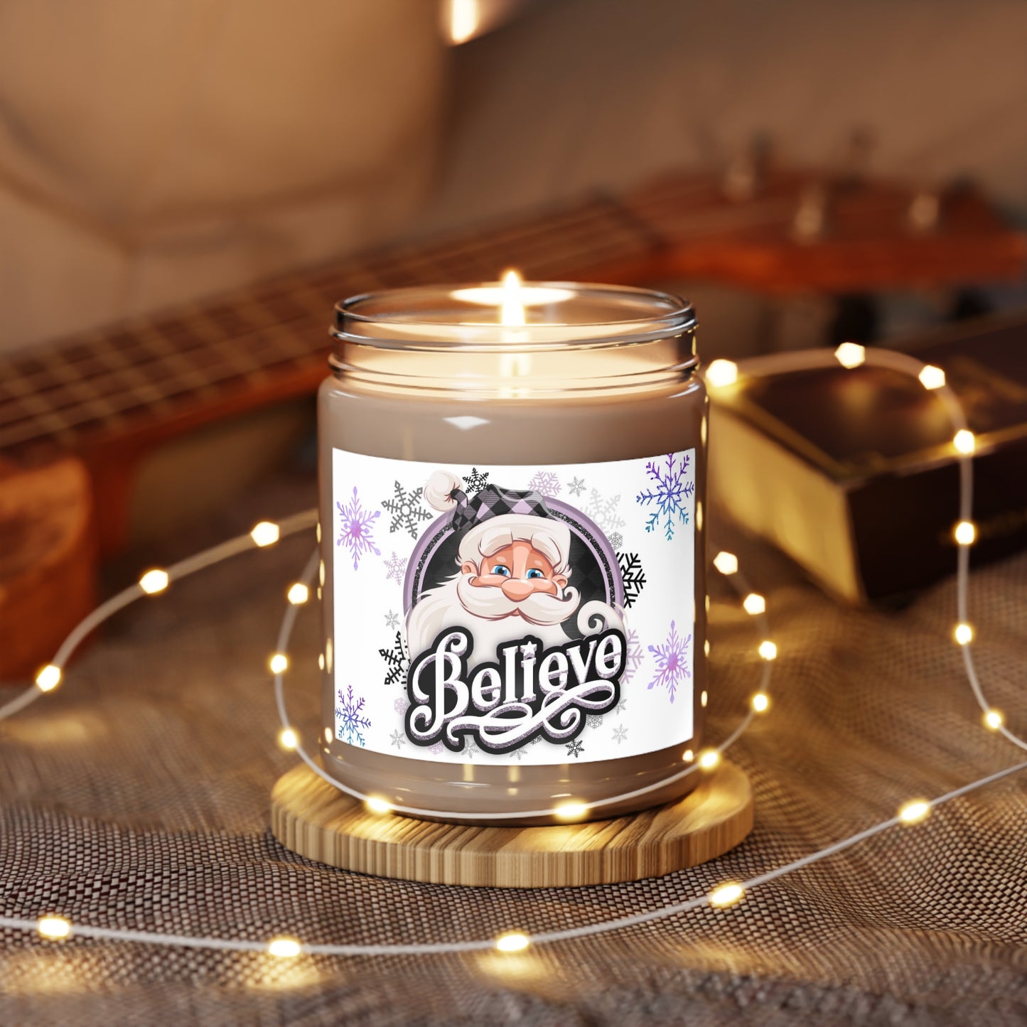 Purple “Believe” Santa Scented Candles, 9oz