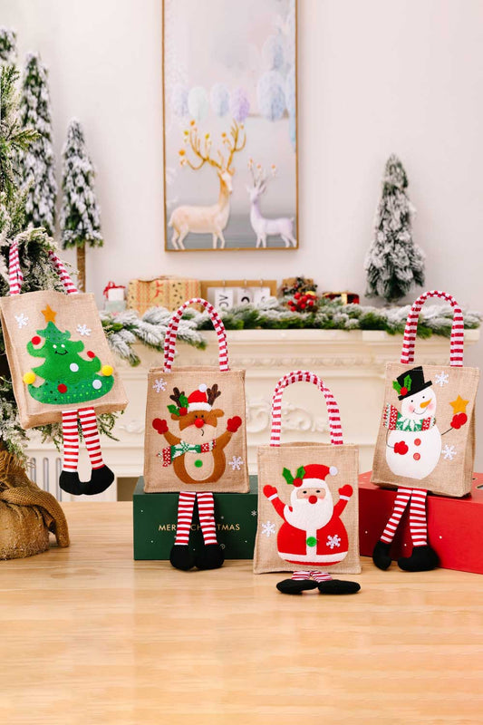 4-Pack Christmas Gnome Graphic Striped Gift Bag