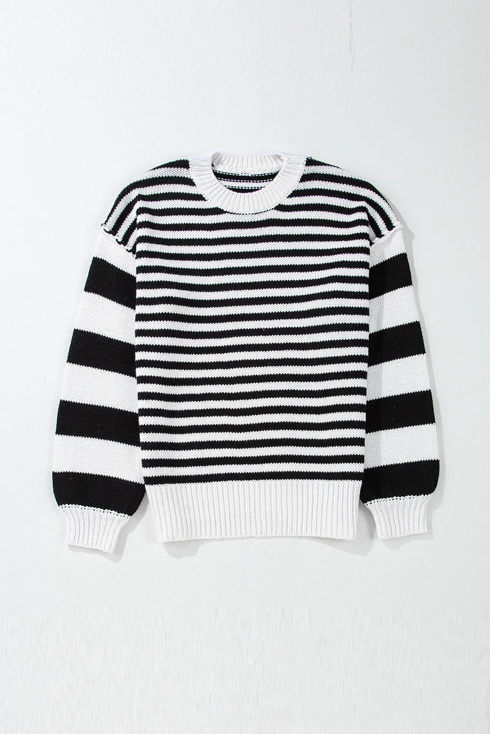 Striped Round Neck Long Sleeve Sweater